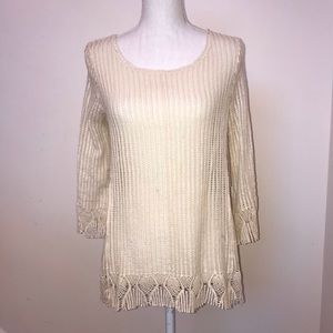 NWT Misia Cream Loose Knit Lace Long Sleeve Small